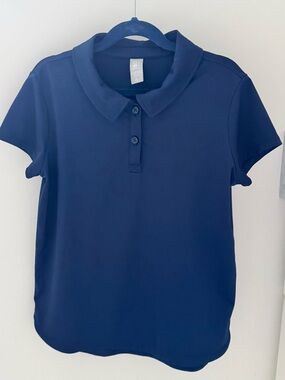 NWOT Athleta Girl Navy Blue Polo Top Size 12 Performance Stretch Golf Tennis
